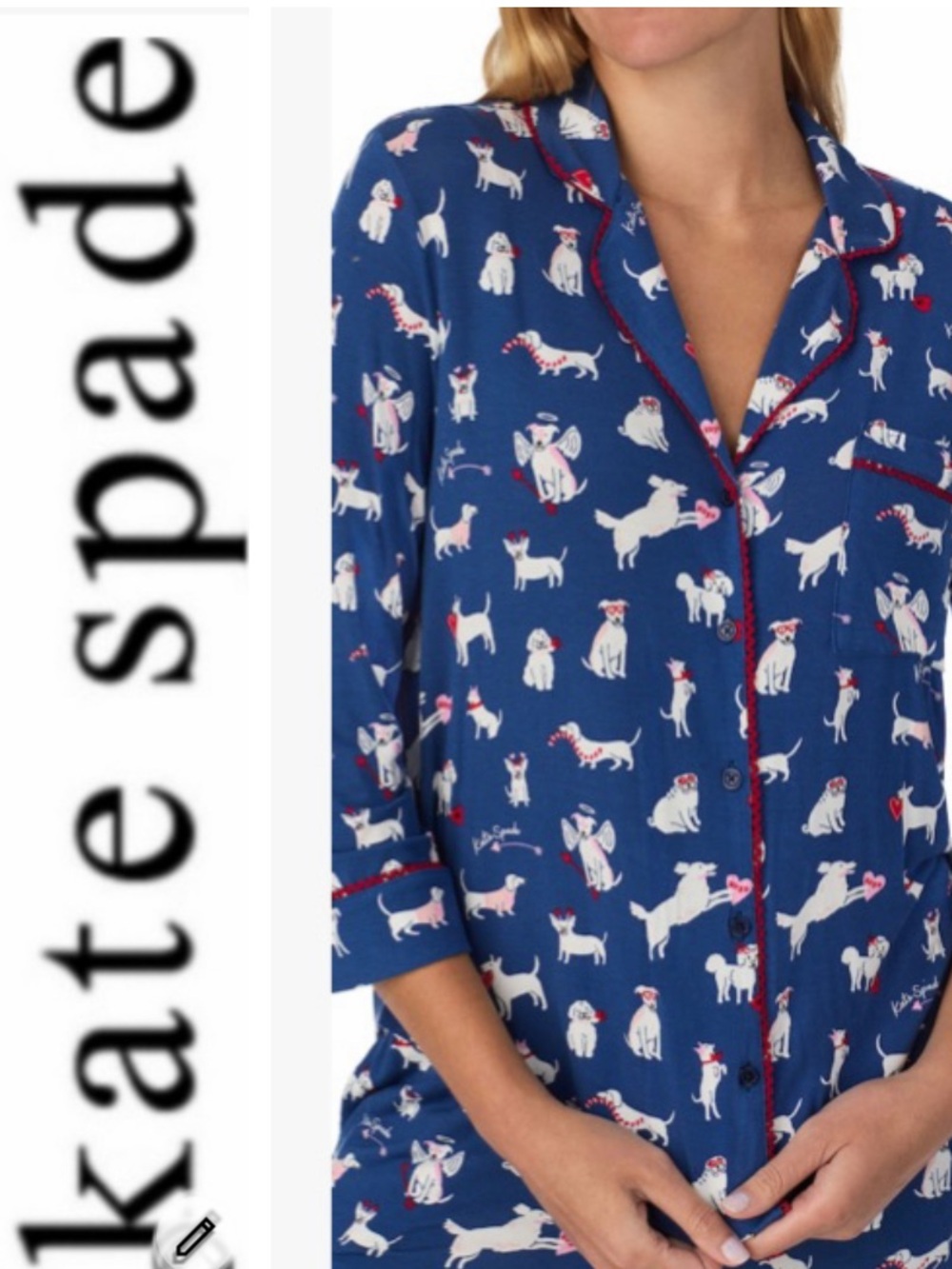 NWT Kate Spade Puppy Love Pajama Set